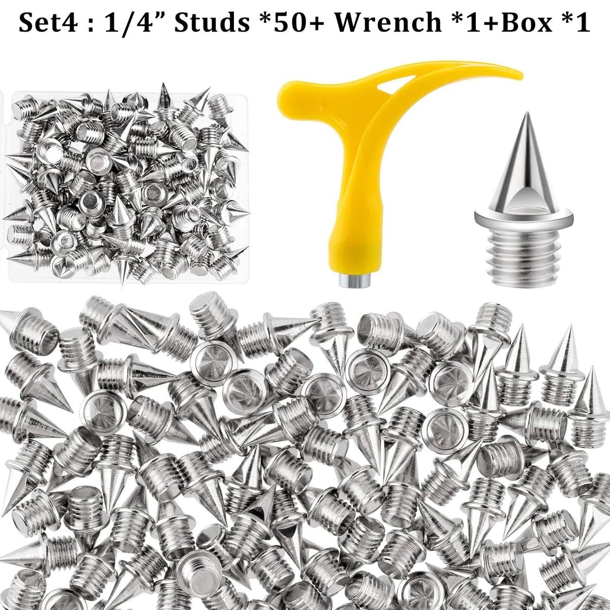 50-Piece Stainless Steel Track Spikes Set – With Wrench &amp; Storage Box