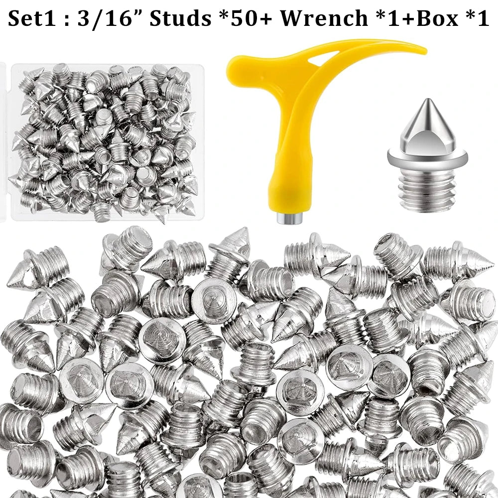 50-Piece Stainless Steel Track Spikes Set – With Wrench &amp; Storage Box