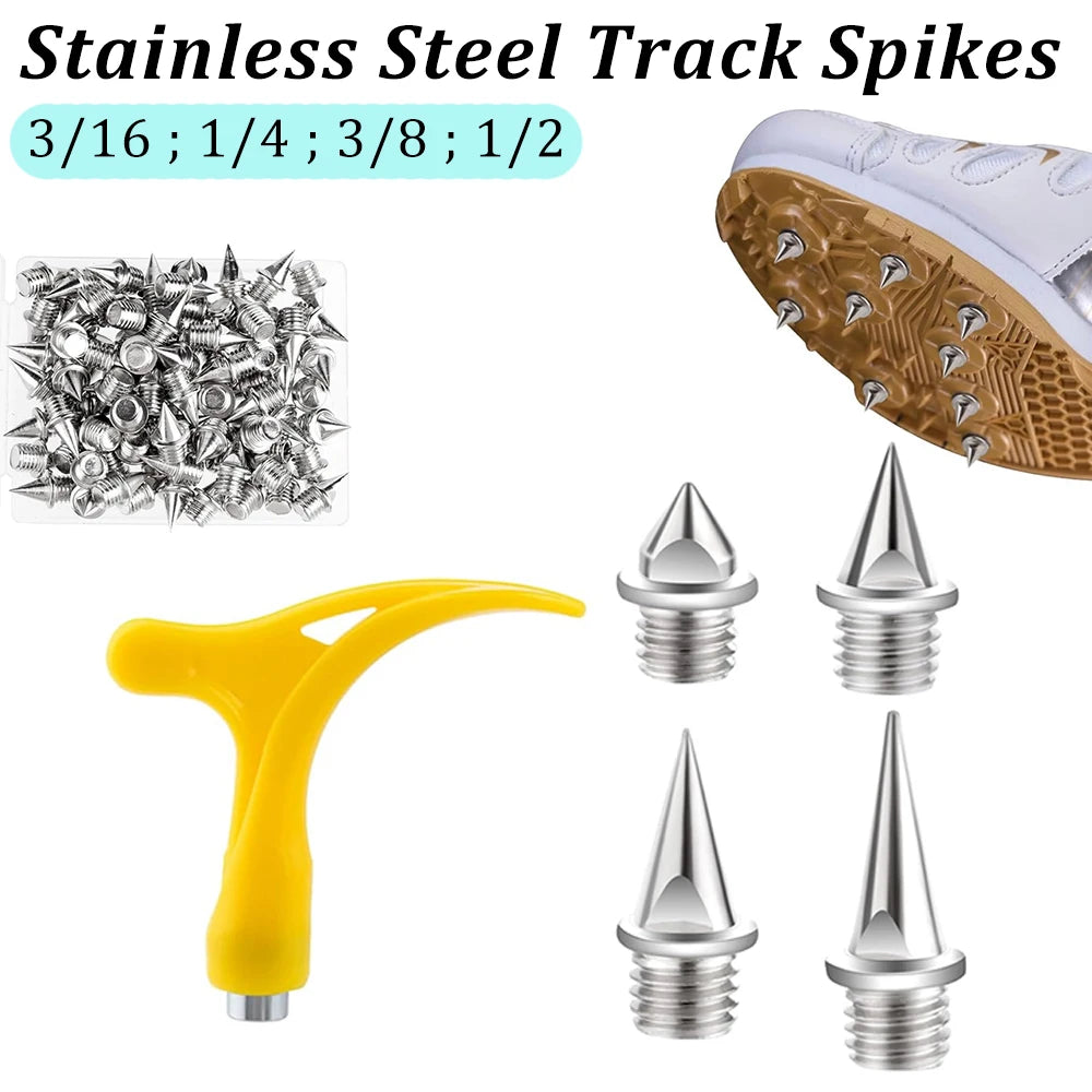 50-Piece Stainless Steel Track Spikes Set – With Wrench &amp; Storage Box