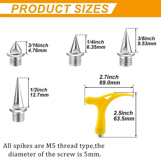 50-Piece Stainless Steel Track Spikes Set – With Wrench &amp; Storage Box